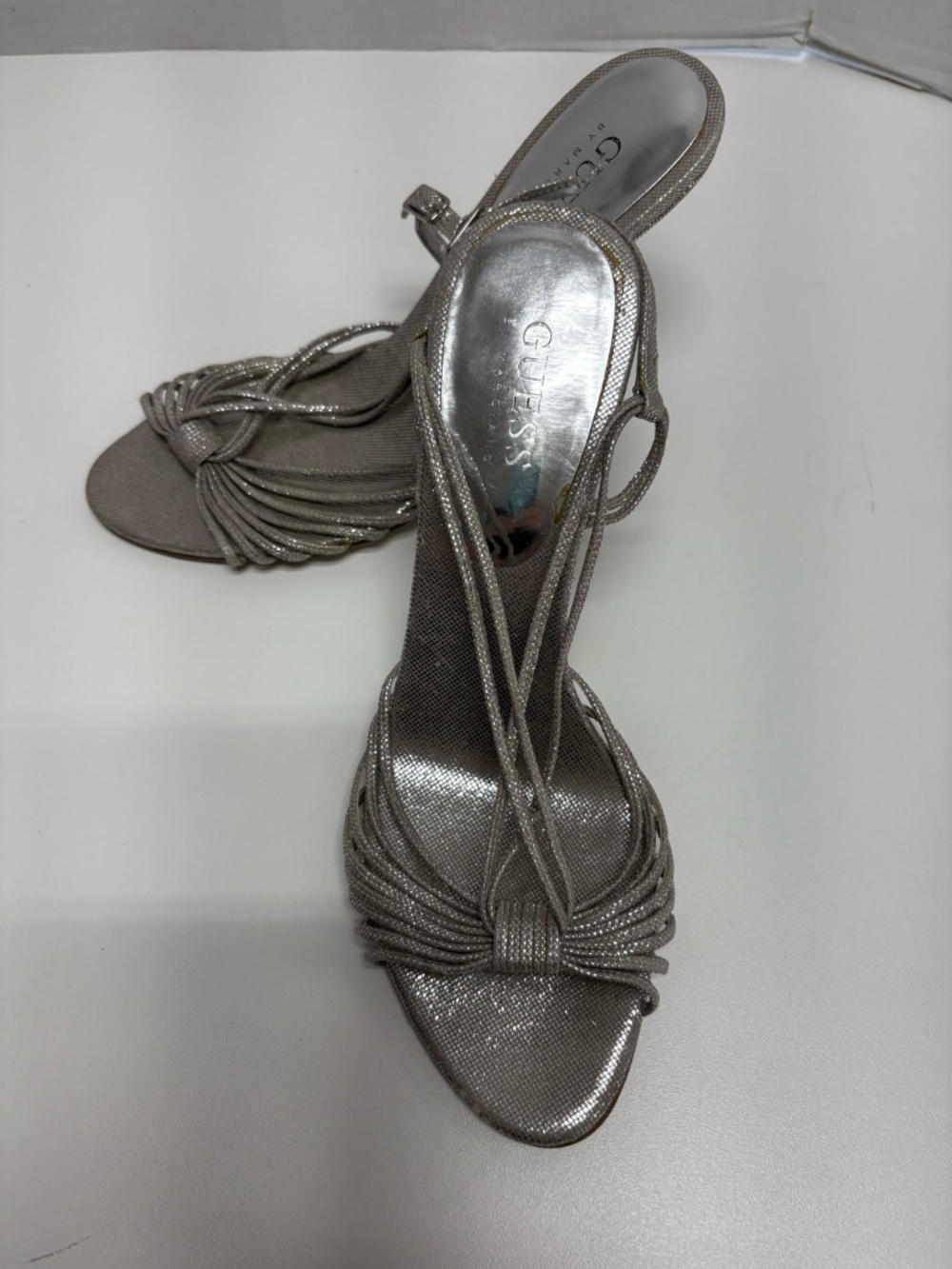 Guess by Marciano Silver Metallic Heeled Sandals - Size 7.5 - Picture 3 of 15